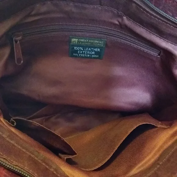 Vintage Great American Leather Works Studded Croc Embossed Shoulder Bag